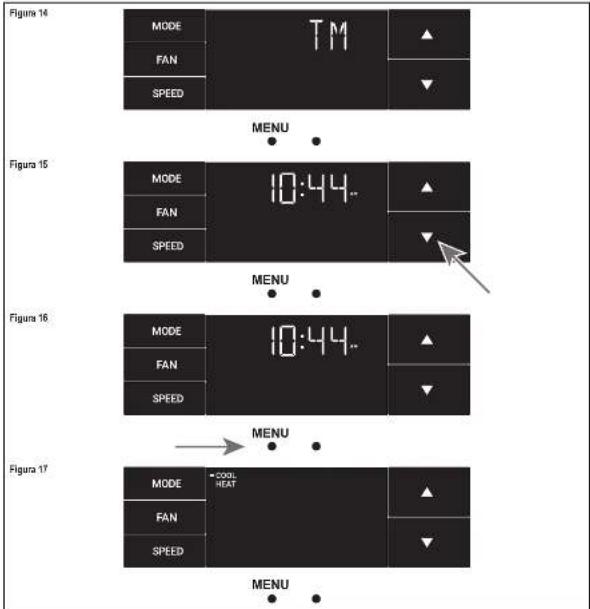 Figura 14 MODE TM FAN SPEED MENU Figura 15 MODE 10:44. FAN SPEED MENU Figura 16 MODE 10:44. FAN SPEED MENU Figura 17 MODE COOL FAN SPEED MENU
