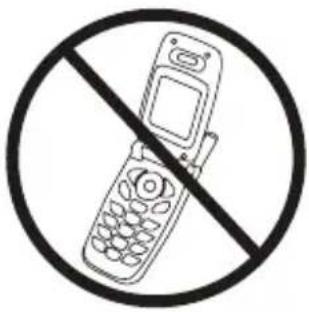 Prohibition sign showing a mobile phone crossed out by a diagonal line, indicating no use or prohibition.