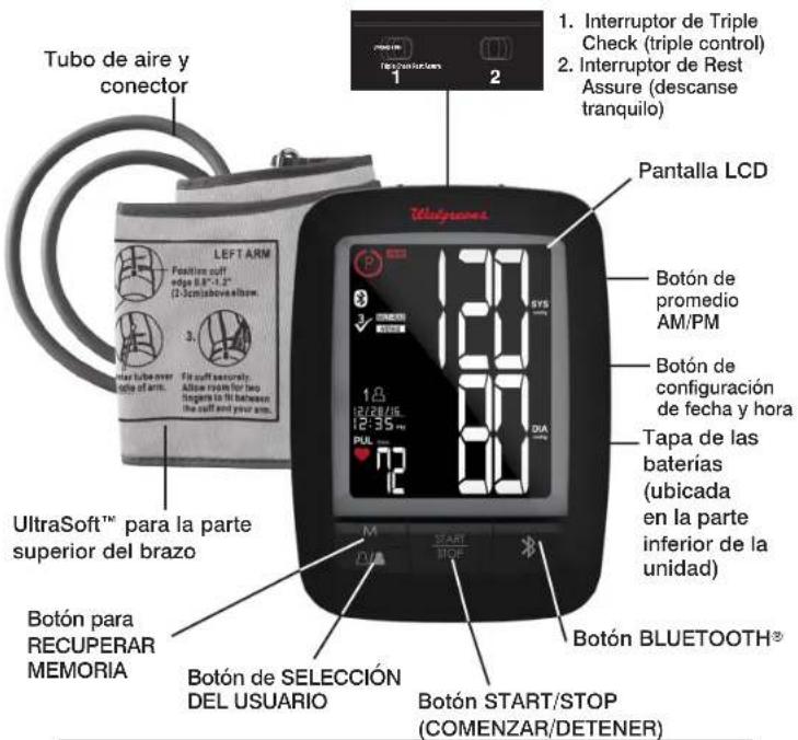 Tubo de aire y conector LEFT ARM Position cuff edge 0.8"-1.2" (2-Scansibova albion) 3. Fitz cuff naturals. Allow room for two Beguera to fit between the cuff and your arm. UltraSoft™ para la parte superior del brazo Botón para RECUPERAR MEMORIA Botón de SELECCIÓN DEL USUARIO Botón START/STOP (COMENZAR/DETENER 1. 2. 1. 2. 3. 4. 5. 6. 7. 8. 9. 10. 11. 12. 13. 14. 15. 16. 17. 18. 19. 20. 21. 22. 23. 24. 25. 26. 27. 28. 29. 30. 31. 32. 33. 34. 35. 36. 37. 38. 39. 40. 41. 42. 43. 44. 45. 46. 47. 48. 49. 50. 51. 52. 53. 54. 55. 56. 57. 58. 59. 60. 61. 62. 63. 64. 65. 66. 67. 68. 69. 70. 71. 72. 73. 74. 75. 76. 77. 78. 79. 80. 81. 82. 83. 84. 85. 86. 87. 88. 89. 90. 91. 92. 93. 94. 95. 96. 97. 98. 99. 100.