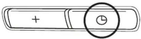 Simple diagram showing a button with plus sign and a pie symbol inside, likely indicating status or function.