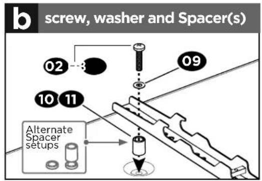 b screw, washer and Spacer(s) 02 10 11 Alternate Spacer setups 09