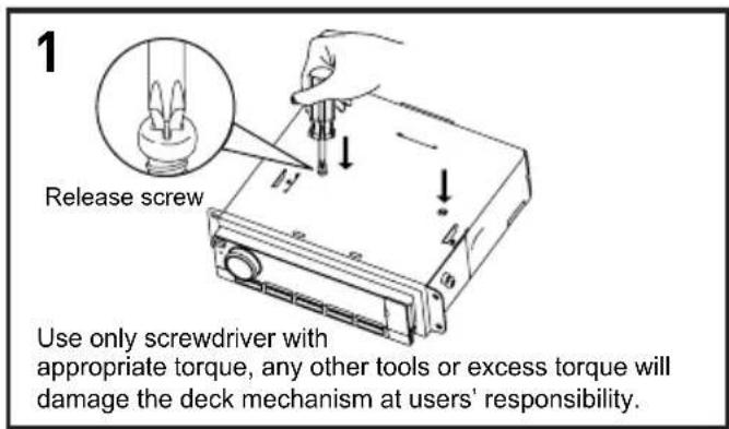 1 Release screw Use only screwdriver with appropriate torque, any other tools or excess torque will damage the deck mechanism at users' responsibility.