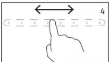 Diagram showing finger movement with arrows and numbered positions, possibly illustrating a motion or positioning concept.