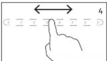 Diagram showing finger movement with arrows and numbered positions, possibly illustrating a motion or positioning concept.