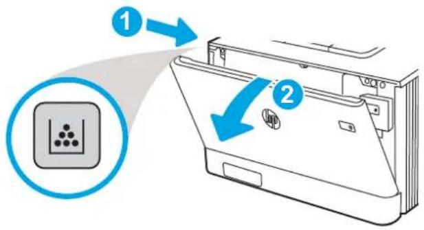 Diagram showing a printer's internal structure with labeled parts and directional arrows indicating process flow.