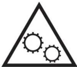 Warning symbol with two gear icons inside a triangle (no text or numbers)
