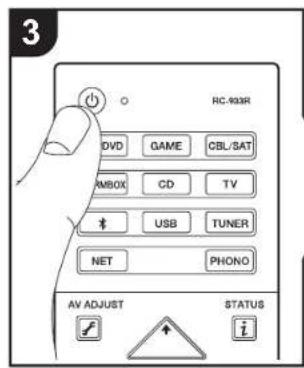 RC-933R DVD GAME CBL/SAT AMBOX CD TV USB TUNER NET PHONO AV ADJUST STATUS