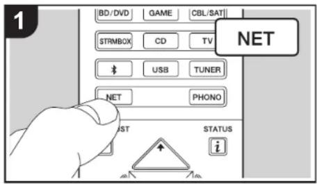 BD/DVD GAME CBL/SAT STRMBOX CD TV # USB TUNER NET PHONO STATUS 1 NET