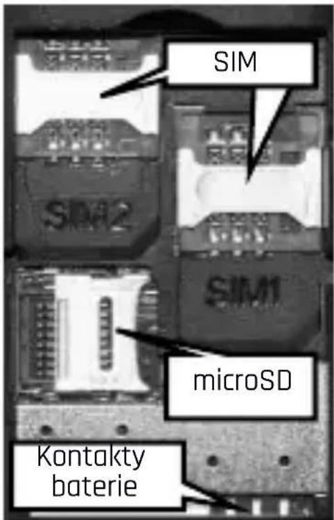 myPhone 6310 - Vložení SIM karet, pam. karty a baterie - 1