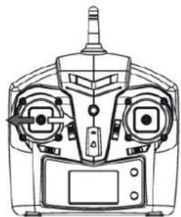Technical line drawing of a multi-rotor control device with dual motors and a central hub (no text or symbols)