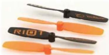 Three orange and black propeller blades, no text or symbols visible
