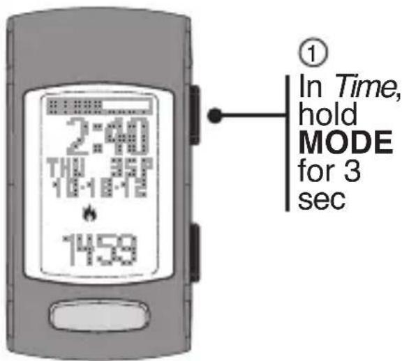 2:40 THU 35P 10-10-12 1458 ① In Time, hold MODE for 3 sec
