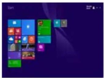 Screenshot of a Windows desktop with multiple app icons arranged in a grid on a purple background