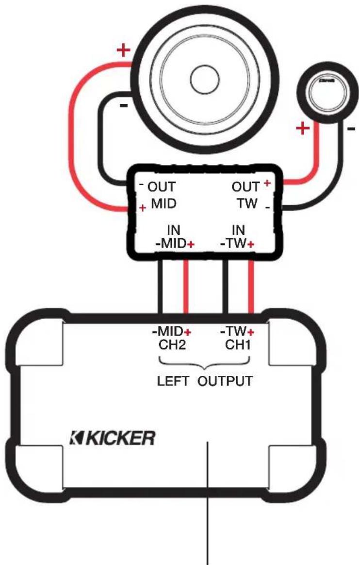 - OUT + MID IN -MID+ OUT + TW - IN -TW+ -MID+ CH2 -TW+ CH1 LEFT OUTPUT KICKER