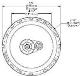 6.5" (14.8mm) Diameter 4.32" (11.3mm) 6.14" (128.5mm) Diameter
