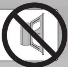 Prohibition sign with crossed-out door and diagonal line, indicating no barrier to screen