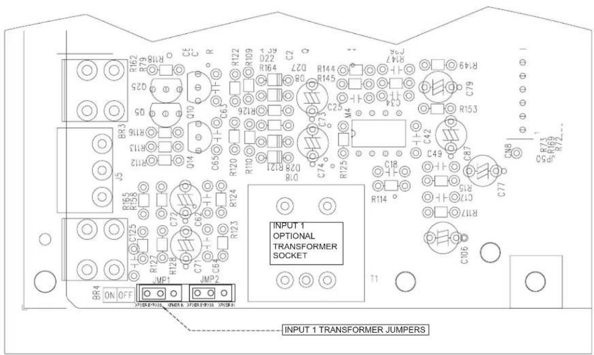 INPUT 1 OPTIONAL TRANSFORMER SOCKET INPUT 1 TRANSFORMER JUMPERS