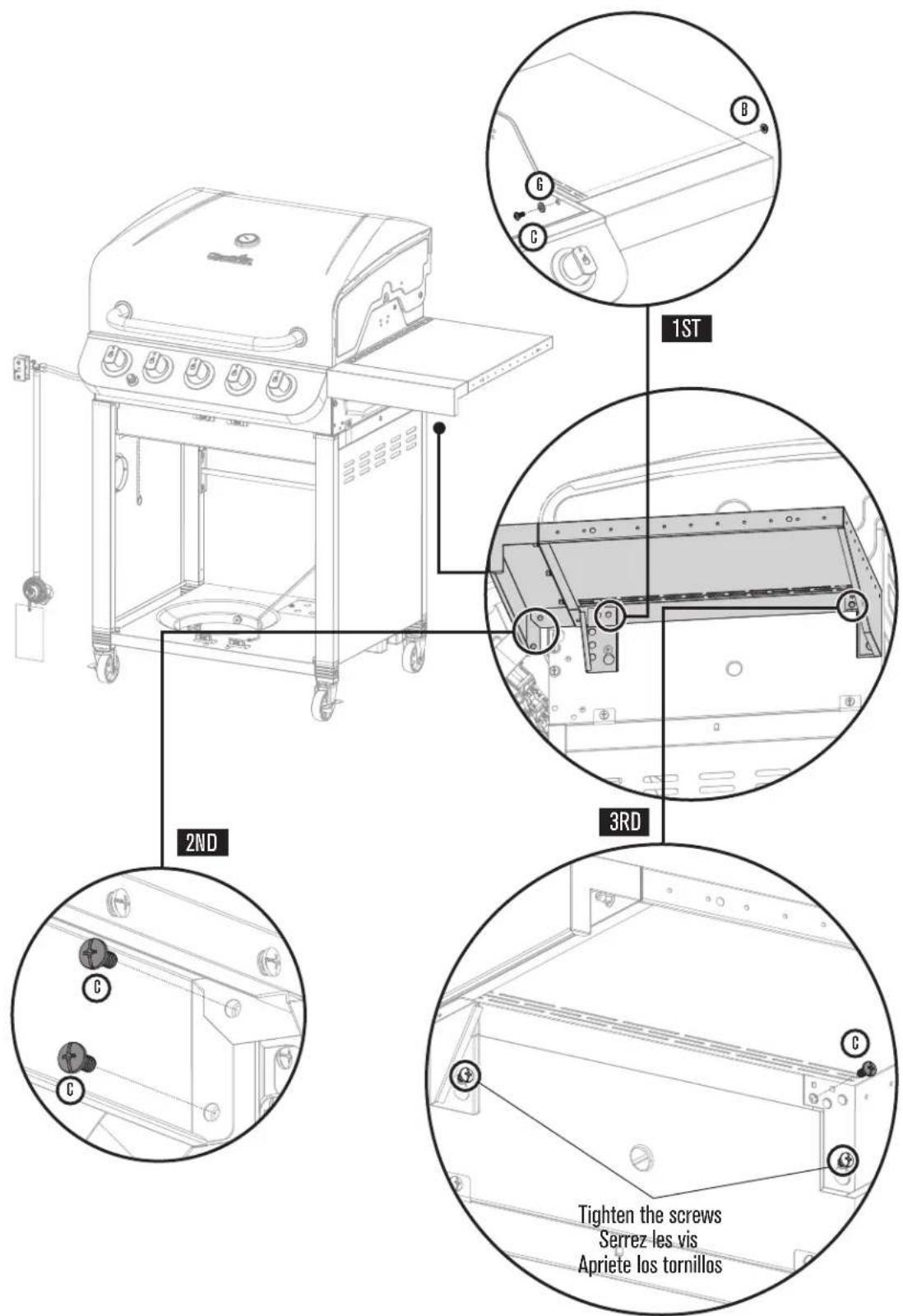 1ST 2ND 3RD Tighten the screws Serrez les vis Apriete los tornillos