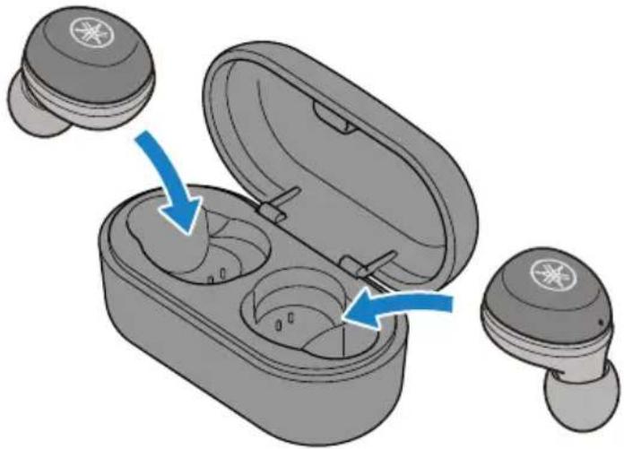 YAMAHA TW-E3A - Place the earphones in the charging case. - 1