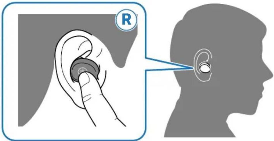 Diagram illustrating ear ear stimulation technique with labeled ear and ear positions