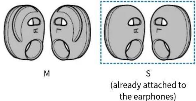 M S (already attached to the earphones)