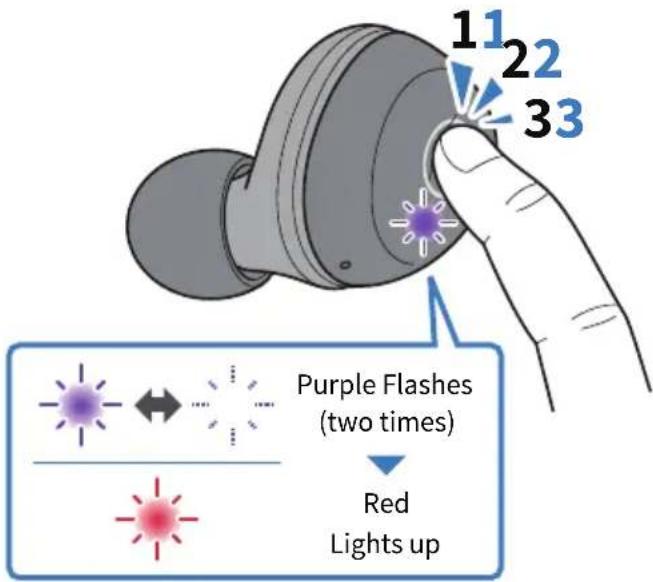 1 1 2 2 3 3 Purple Flashes (two times) Red Lights up