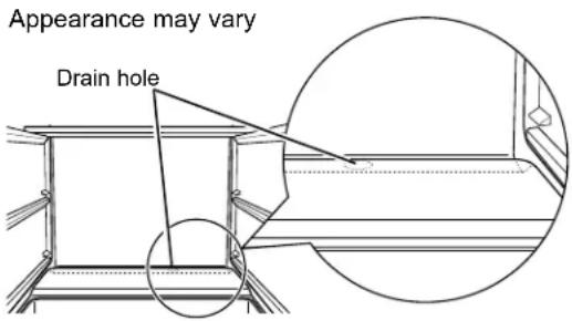 Appearance may vary Drain hole