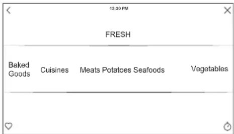 12:30 PM FRESH Baked Goods Cuisines Meats Potatoes Seafoods Vegetables