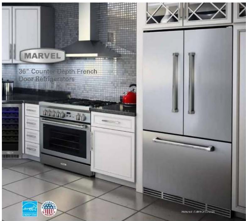 MARVEL 36" Counter-Depth French Door Refrigerators