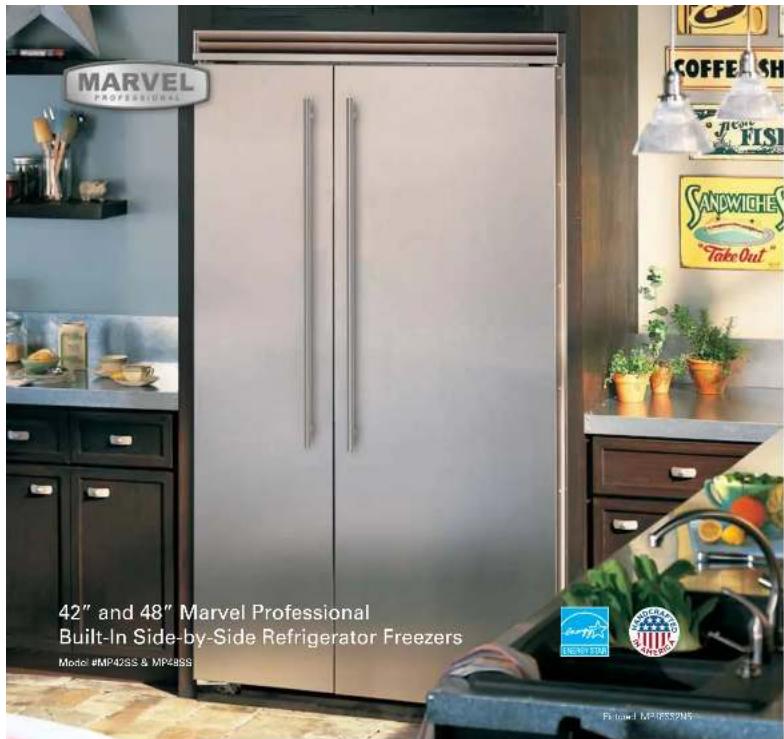 MARVEL PROFESSIONAL COFFEASH FISH SANWICHES Take Out™ 42" and 48" Marvel Professional Built-In Side-by-Side Refrigerator Freezers Model: MP40SS & MP49SS Fiatonel MP40SS2NS