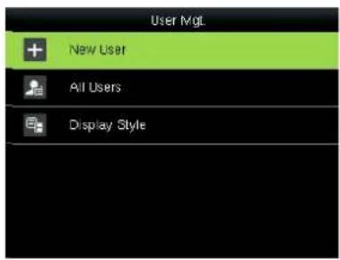 User Mgt + New User All Users Display Style