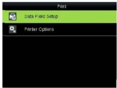 Print Data Field Setup Printer Options