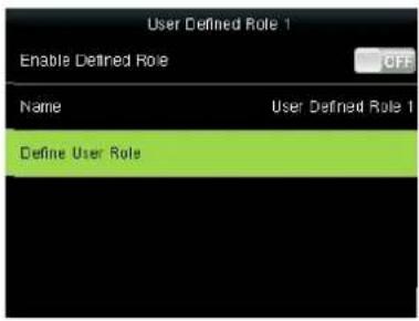 User Defined Role 1 Enable Defined Role Name User Defined Role 1 Define User Role