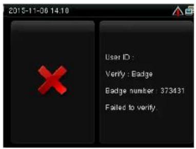 2015-11-06 14:10 User ID : Verify : Badge Badge number : 373431 Failed to verify.