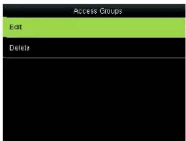Access Groups Edit Delete
