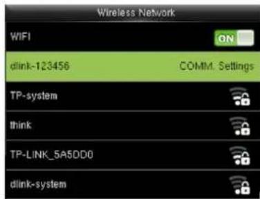Wireless Network WIFI ON dlink-123456 COMM. Settings TP-system think TP-LINK_5A5DD0 dlink-system