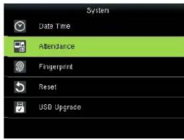 System Date Time Attendance Fingerprint Reset USB Upgrade