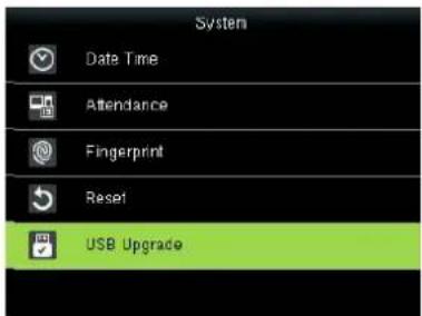 System Date Time Attendance Fingerprint Reset USB Upgrade