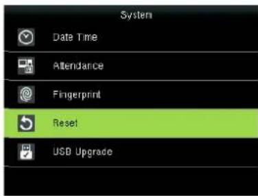 System Data Time Attendance Fingerprint Reset USB Upgrade