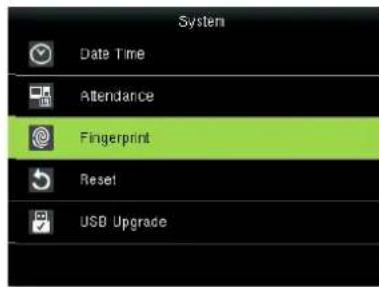 System Date Time Attendance Fingerprint Reset USB Upgrade