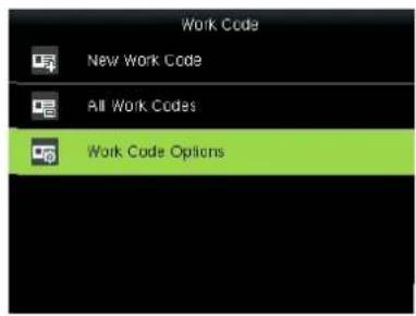 Work Code New Work Code All Work Codes Work Code Options