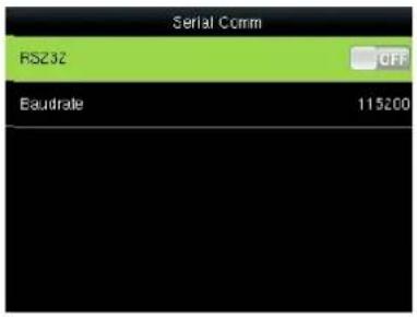 Serial Comm RSZ32 CFF Baudrate 115200