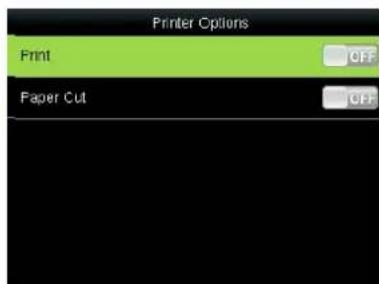 Printer Options Print OFF Paper Cut OFF