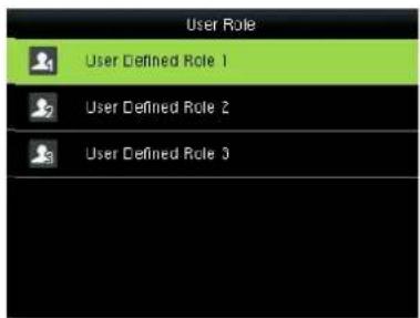 User Role User Defined Role 1 User Defined Role 2 User Defined Role 3