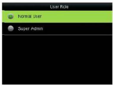 User Role Normal User Super Admin