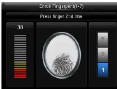 Enroll Fingerprint(1-7) Press finger 2nd line 38