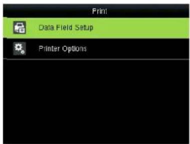 Print! Data Field Setup Printer Options