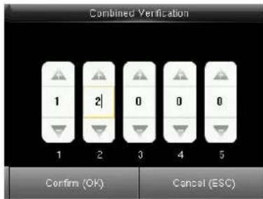 Combined Verification 1 2 0 0 0 1 2 3 4 5 Confirm (OK) Cancel (ESC)