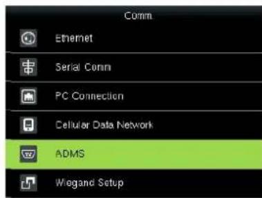 Comm Ethernet Serial Conn PC Connection Cellular Data Network ADMS Wiegand Setup