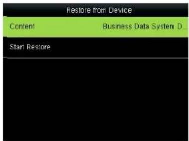 Restore from Device Content Business Data System D_ Start Restore